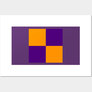 Purple and Orange Checkerboard Pattern Posters and Art